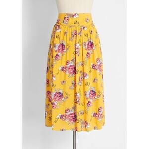 NWT ModCloth Vintage vibe Swing saddle floral spring midi skirt high waist small